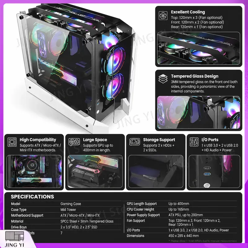 Gabinete Gamer mATX para PC De - Gaming Hardware And Accessories avaliação e preço
